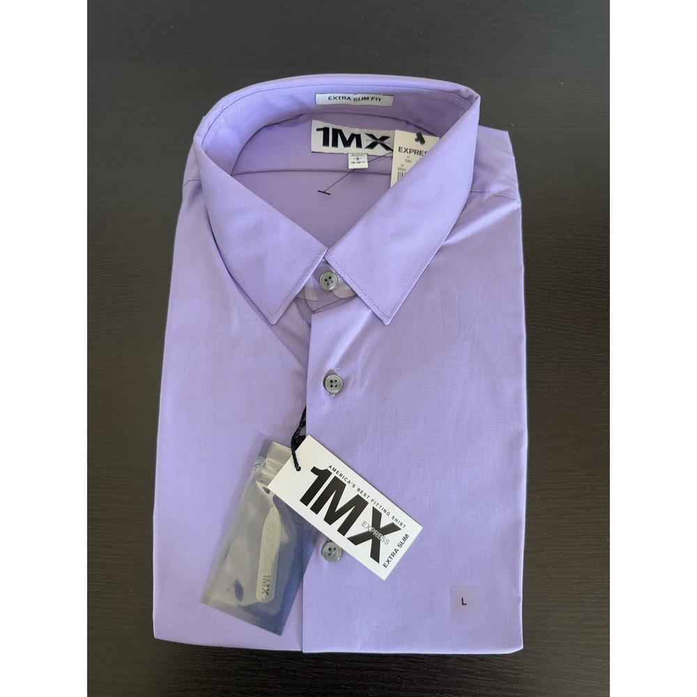 Express 1MX Dress Shirt Mens L Purple Extra Slim Fit Long Sleeve NWT Lavender